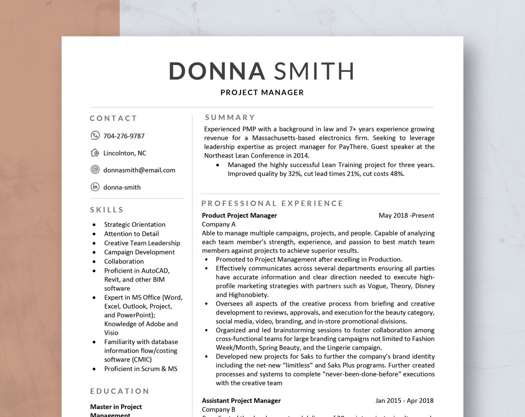 Modern Resume Template for Word & Mac Pages CV Template - Etsy Australia