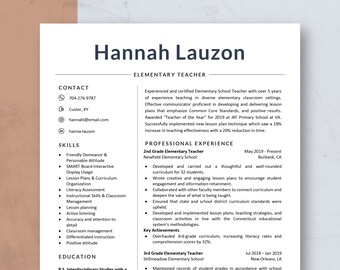 Modern Resume Template for Word & Mac Pages, Teacher Resume, CV Template, Minimalist Resume, Professional Resume, One Page Resume Template