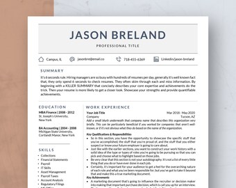 Creative Resume Template Word & Pages, CV Template, Executive Resume, College Resume Template, Manager Resume, One Page Resume