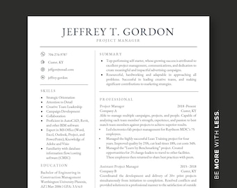 Minimal Resume Template for Word and Pages, CV Template, Modern Resume Template for Pages, Professional Resume