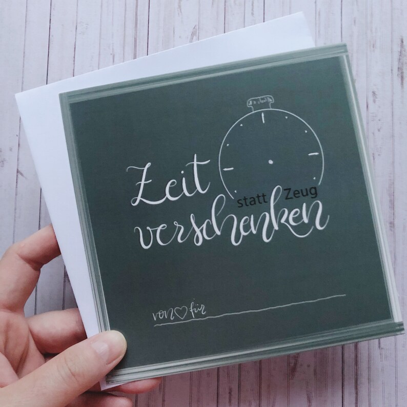 Gutschein Karte Zeit verschenken quadratisch mit Umschlag | Etsy