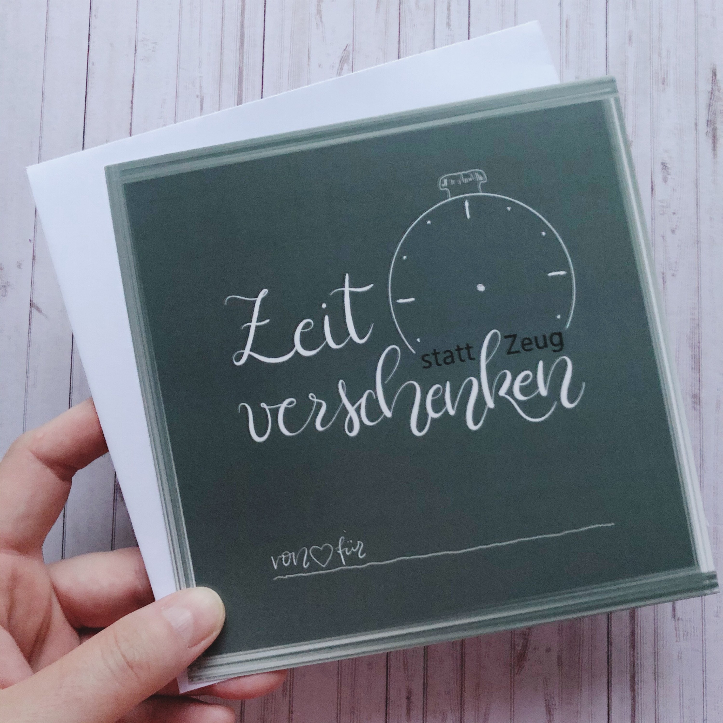 Gutschein Karte Zeit verschenken quadratisch mit Umschlag Etsy