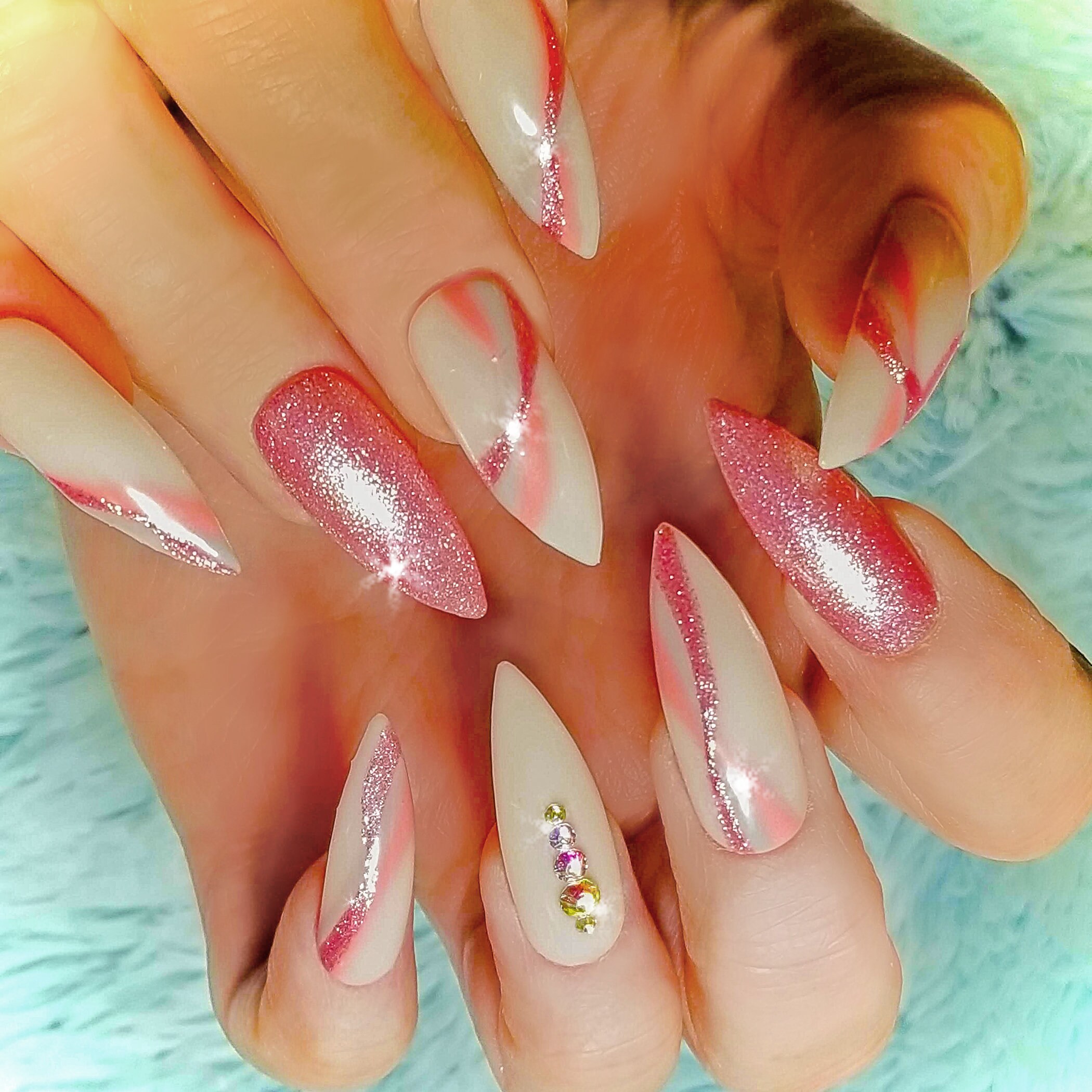 Nude Beige Mauve Glitter Press on Nails Coffin Stiletto Square - Etsy