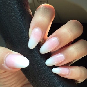 Luxury French Pink and White Ombre Fade Designed Press-ons for Full Coverage Strongest Fake Glue on Nails Best Selling Nails.