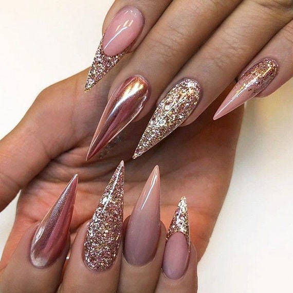 acrylic nails designs pink