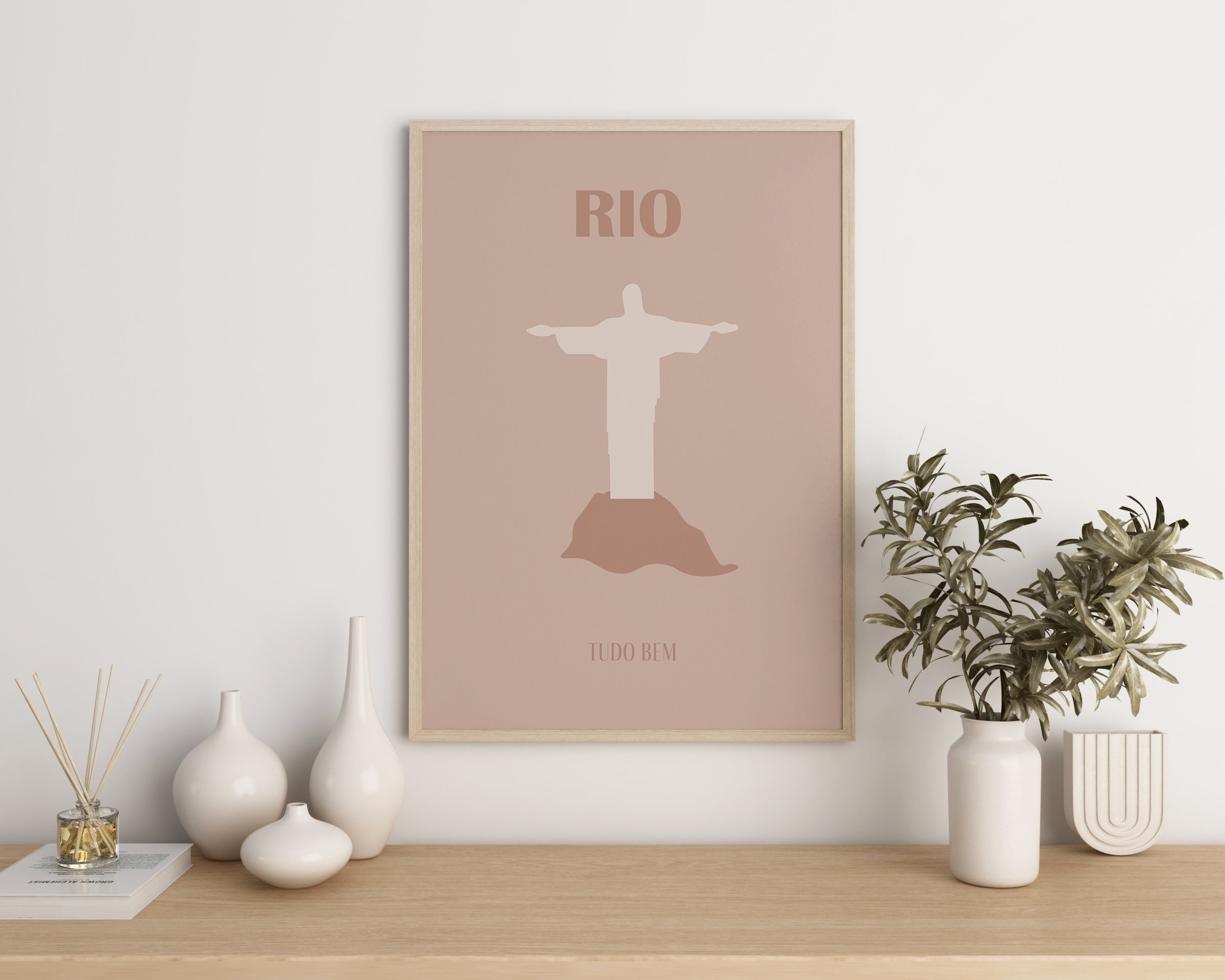 Affiche Rio de Janeiro Christo Corcovado Rose Voyage Imprimé sur Papier Mat Décoration Mural Plusieu