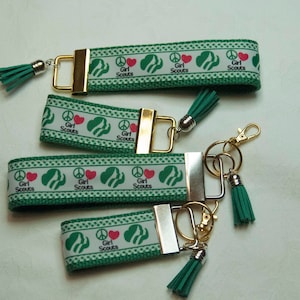 Girl Scout Ribbon/Webbing Key Wristlet or Key Fob w/ tassel   1 1/4" wide  Leader Gift