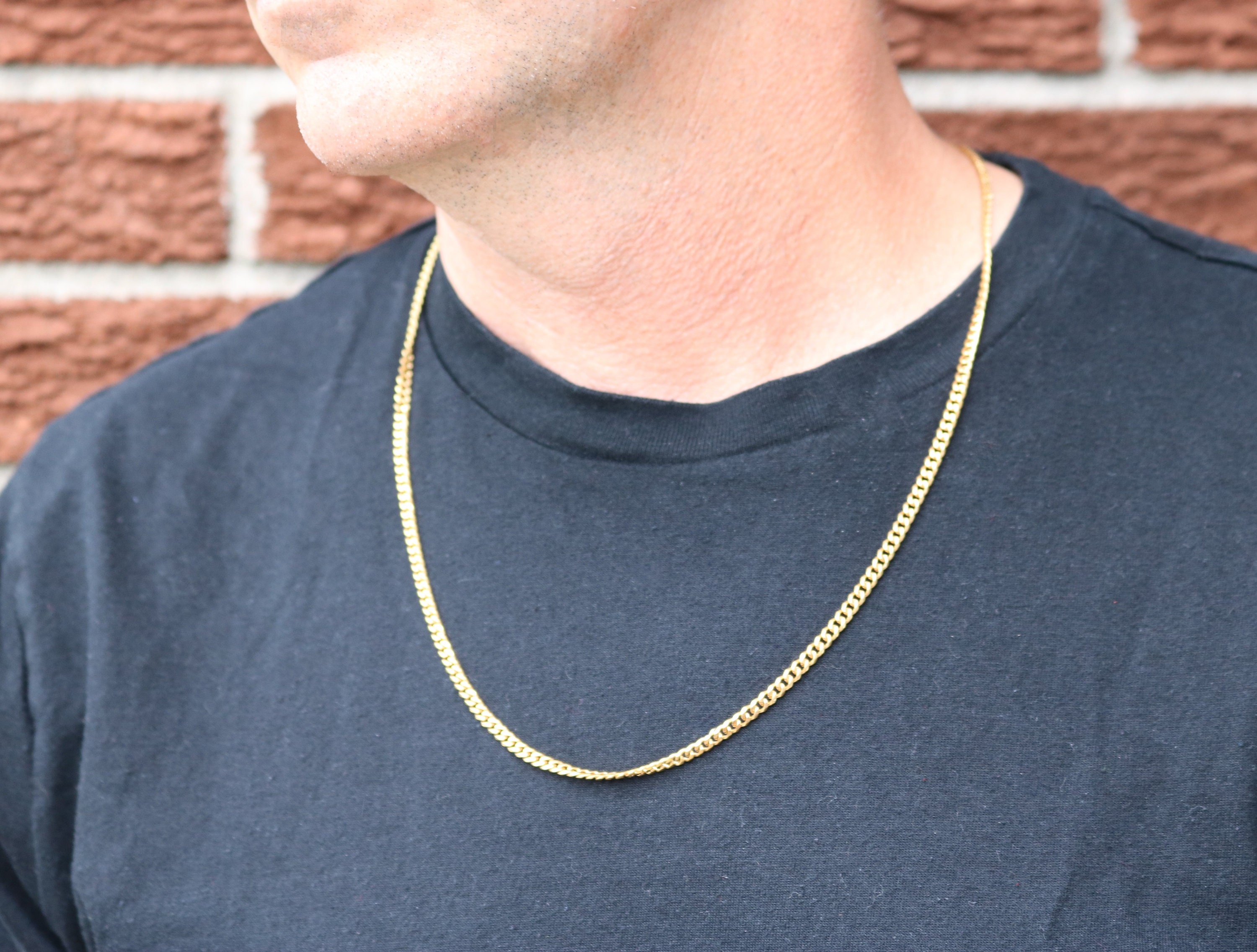 18K Gold Plated 24'' 3mm Curb Chain for 