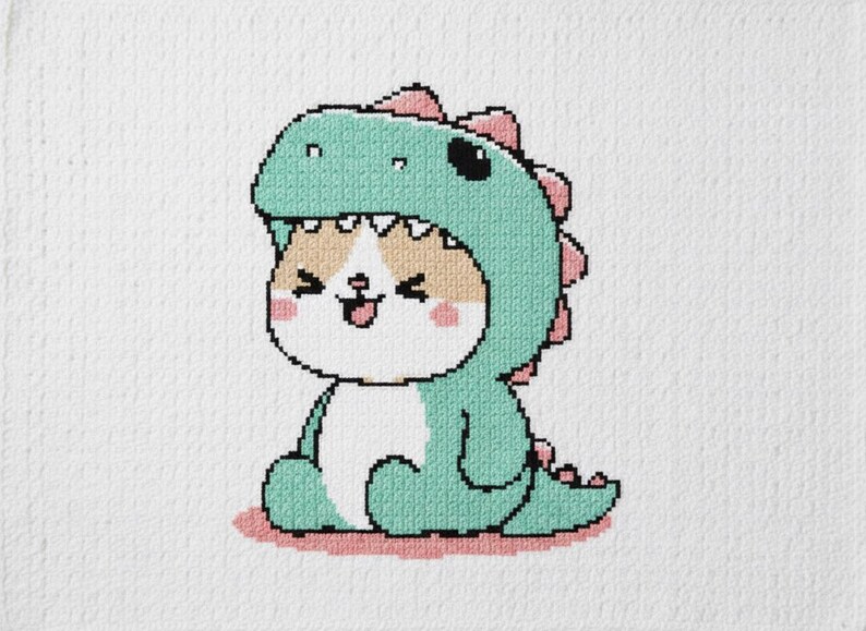 Dino Cat C2C Crochet Pattern PDF | Cute Cat Dinosaur Graphghan | Corner ...