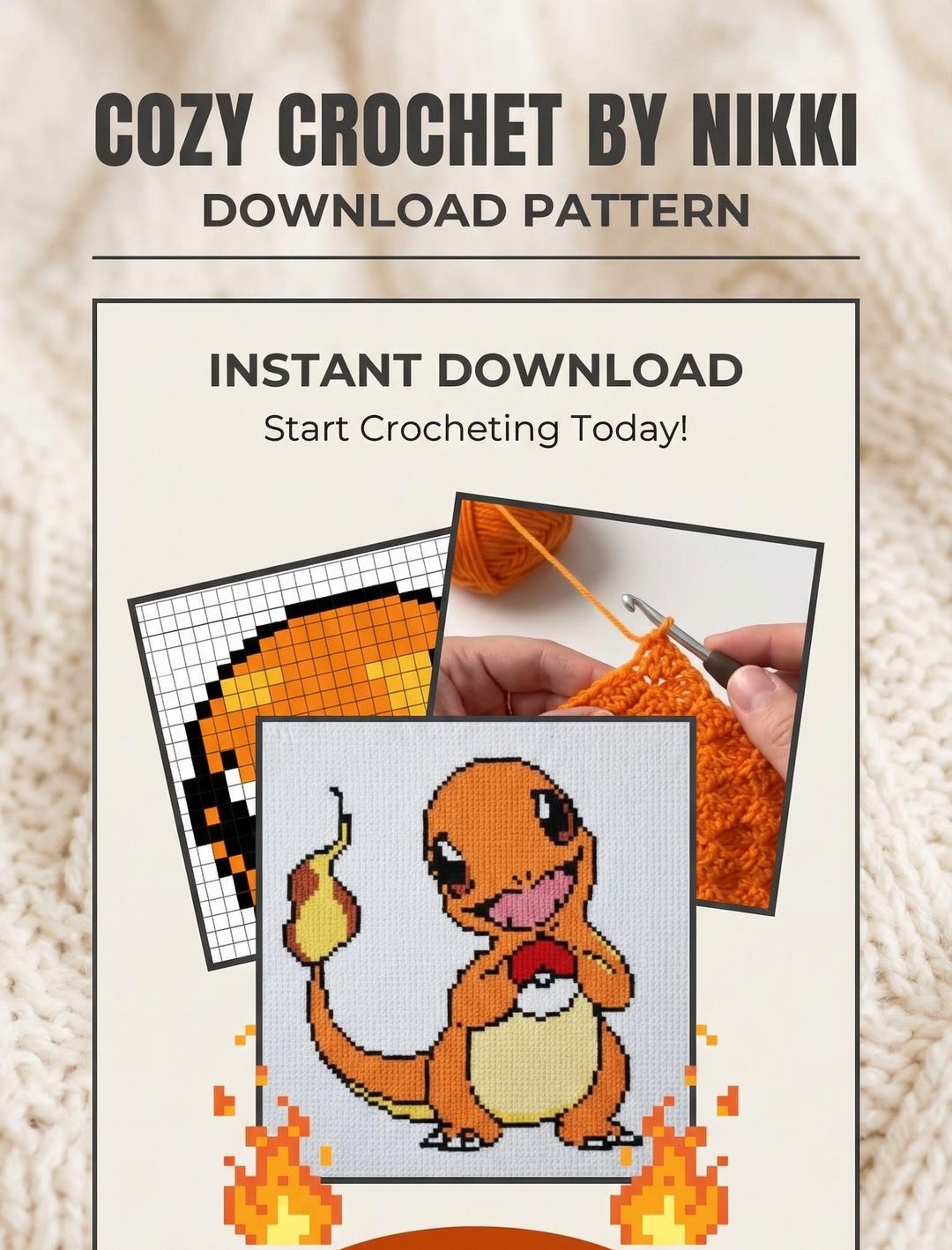 Charmander C2C Crochet Pattern PDF | Pokémon Inspired Graphghan ...