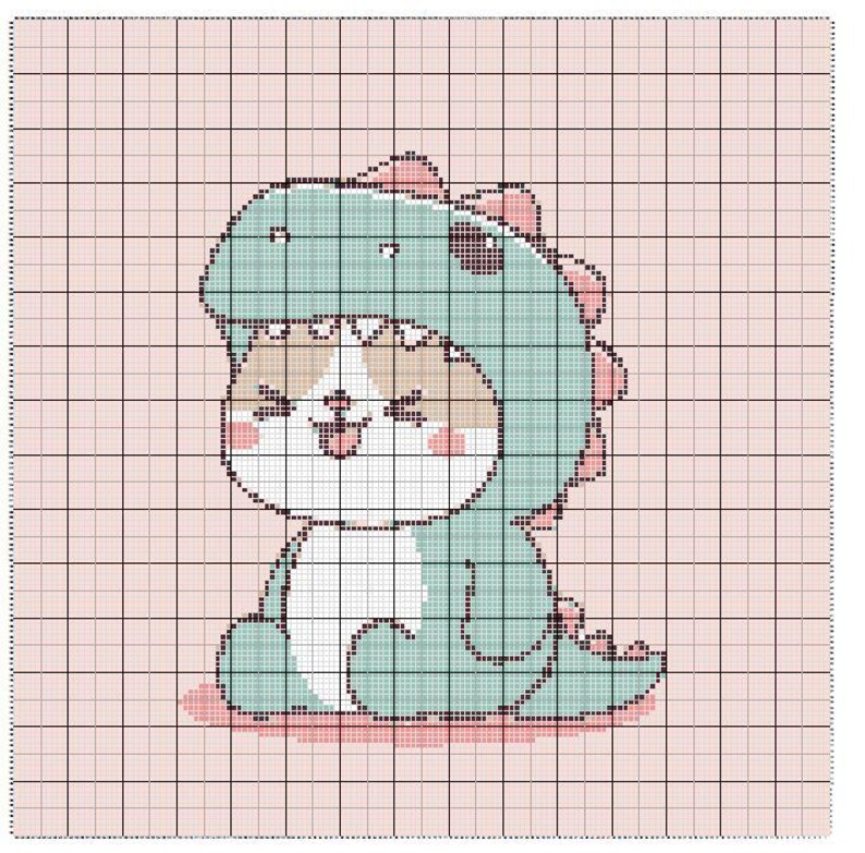 Dino Cat C2C Crochet Pattern | Cat Dinosaur Graphghan (PDF Download) - Etsy
