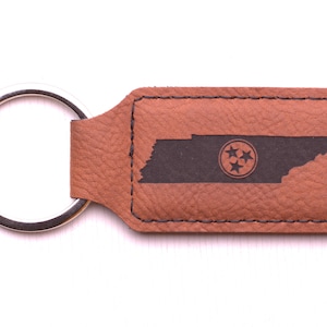 Engraved leatherette keychain, Tennessee Tristar, Bear, Dad, new home keychain, car keychain