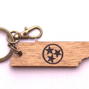 Engraved Wood KeyChain, Tennessee Tristar, new home keychain, car keychain