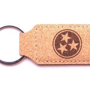 Engraved leatherette keychain, Tennessee Tristar, new home keychain, car keychain
