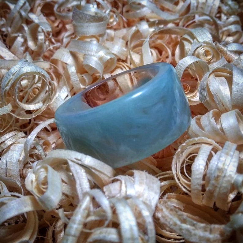 Medieval Premium Handmade Blue Amber Wedding Ring