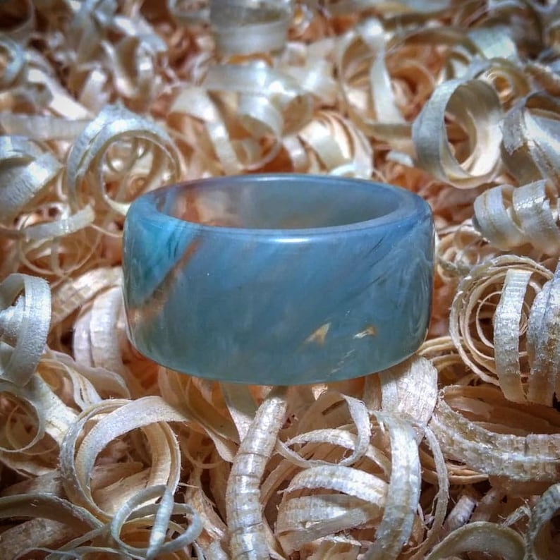 Medieval Premium Handmade Blue Amber Wedding Ring