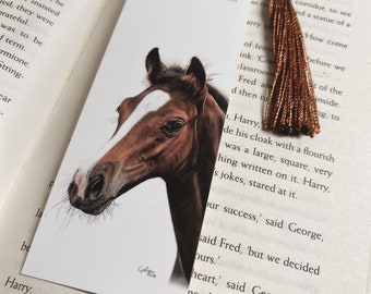 Horse Bookmarks of Original Pencil Drawings, Equine Art Bookmark with Tassel, Pencil Animal Artwork, Wildlife and Farmlife, Small Gift