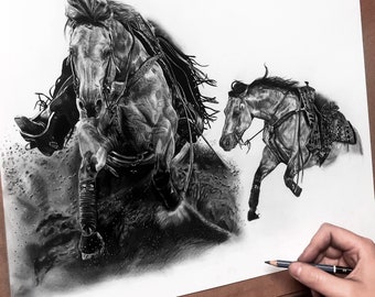 Custom Horse Graphite Portraits, Equine Pencil Portrait Art, Horse Drawing, Realistic Commission Artwork from Photos, Original Gift Memorial