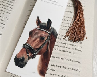 Horse Bookmarks of Original Pencil Drawings, Equine Art Bookmark with Tassel, Pencil Animal Artwork, Wildlife and Farmlife, Small Gift