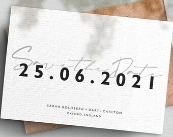 Custom and Personalised Stylish Simple Wedding Save the Date Cards Simple Save the Date Modern Wedding Postcards with Envelopes
