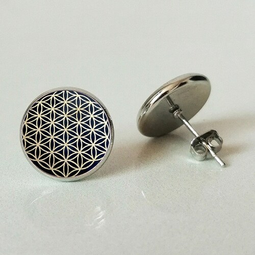 Flower of Life Stud Earrings Silver Women Silver Earrings - Etsy