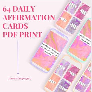 64 Positive Affirmation Cards – Daily Mindfulness, Self-Care, Motivation & Mental Health Quotes – Printable Deck for Personal Growth