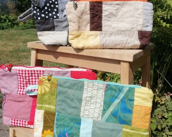 Patchwork colourful pouches/small bags/toilet bags - updated