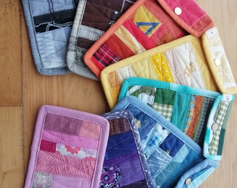Patchwork scrappy rainbow coloured phone/sunglasses cases