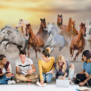 Majestic Wild Horses Wallpaper Mural - Peel and Stick - Stunning Equestrian Wall Art-A208