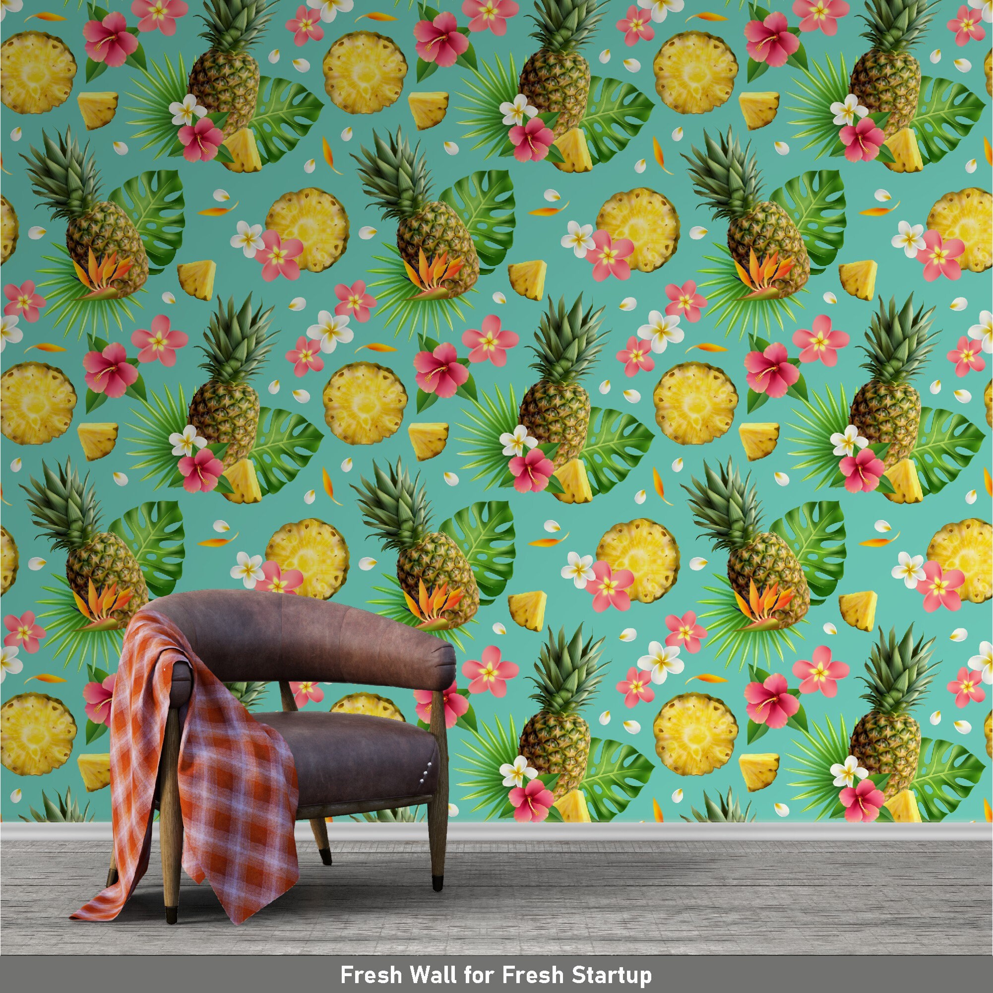 Pineapple Wallpaper Juicy Wallpaper Peel and Stick | Etsy
