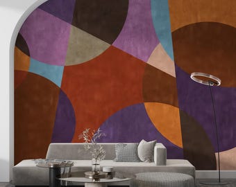 Geometric Wall Mural: Colorful Abstract Peel and Stick Wallpaper