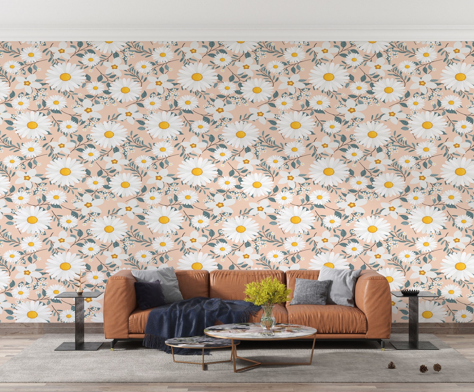 White Daisy Flowers Wallpaper Peel and Stick Removable - Etsy