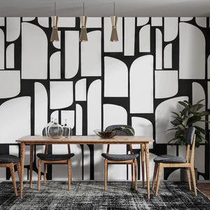 Peel and Stick Wallpaper, Removable Wallpaper for  Wall Decor | Geometric Art Deco Home Decor | Black and White Wall Art
