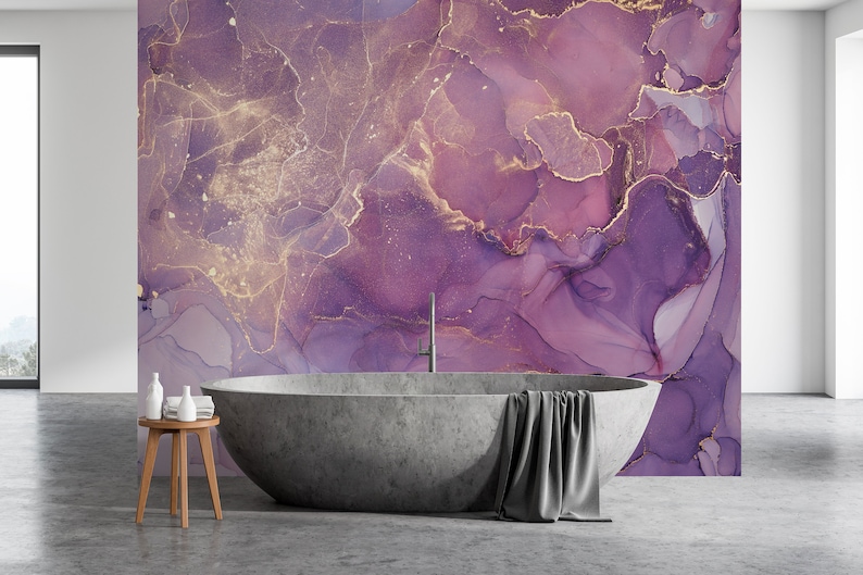 Pink Purple Marble Wallpaper Marble Texture Mural Colorful Etsy