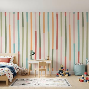 Playful Pastel Stripe Wallpaper for Nursery
