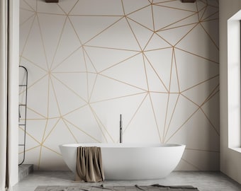 Gold Geometric Wallpaper: Striped Peel and Stick Mural