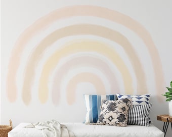 Pastel Watercolor Rainbow Wallpaper Mural: Kids Room Decor, Peel & Stick