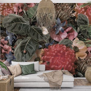 Vintage Floral Wallpaper - Colorful Flower Mural Botanical Wallpaper