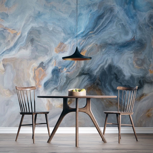 Blue Natural Marble  Peel and stick, Removable Wallpaper Murals