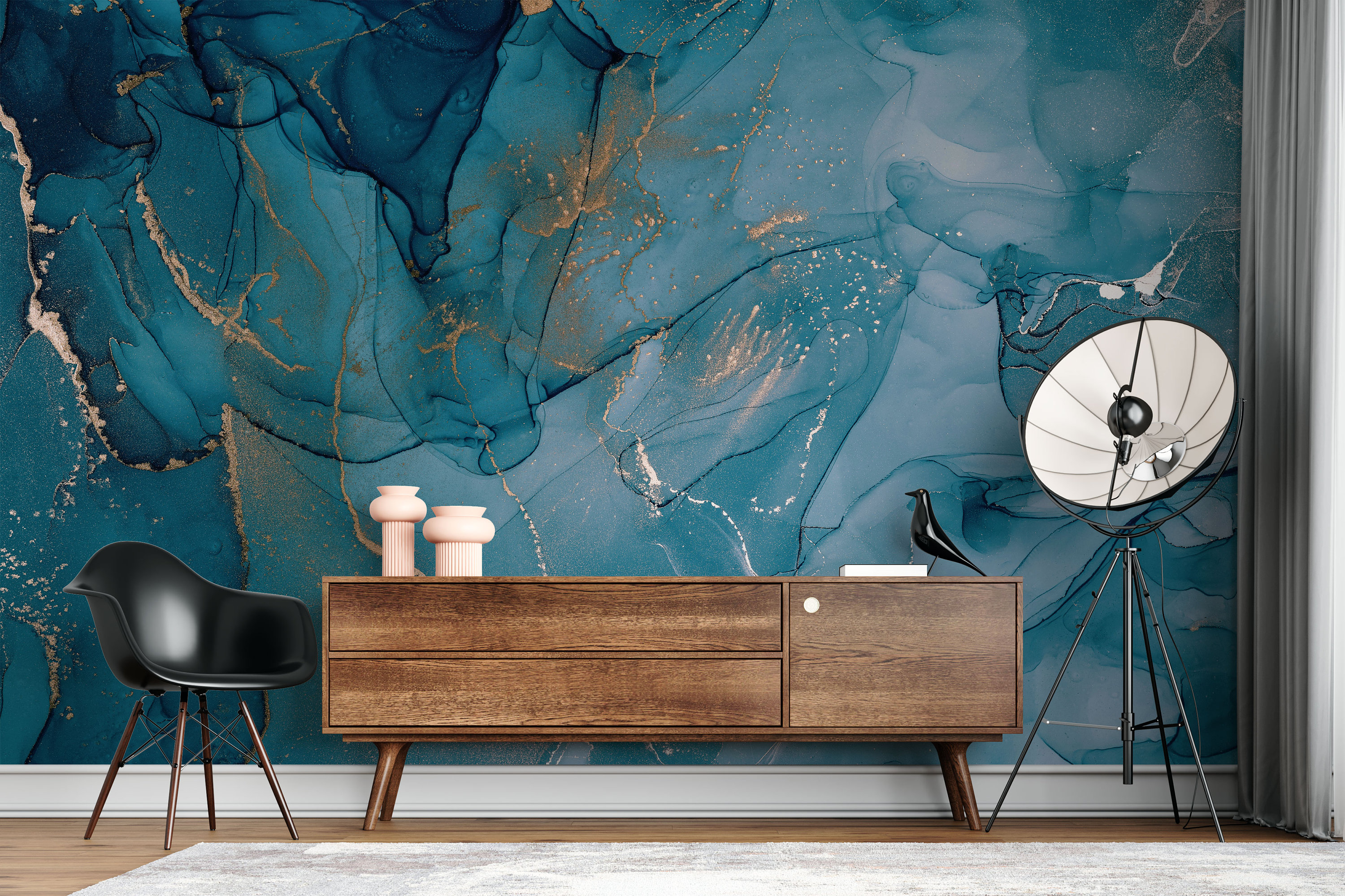 Oil And Marble Blue PEEL & STICK Wallpaper