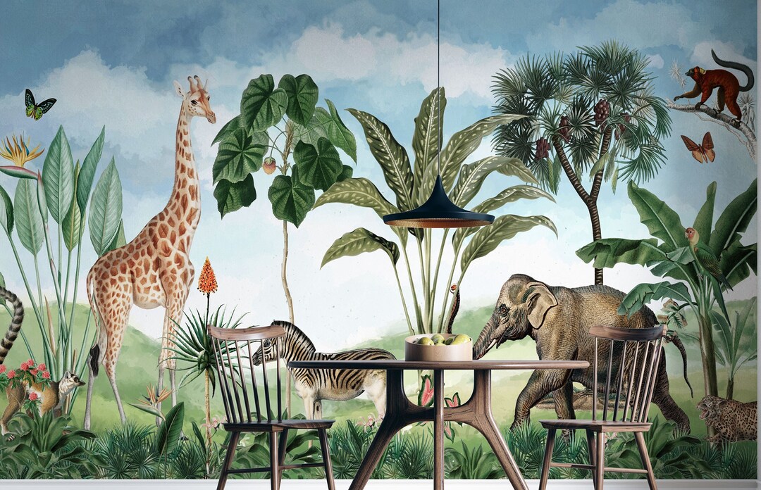 Tropical Wallpaper Vintage Amazon Wall Mural Jungle Plants Peel and Stick Wallpaper Self