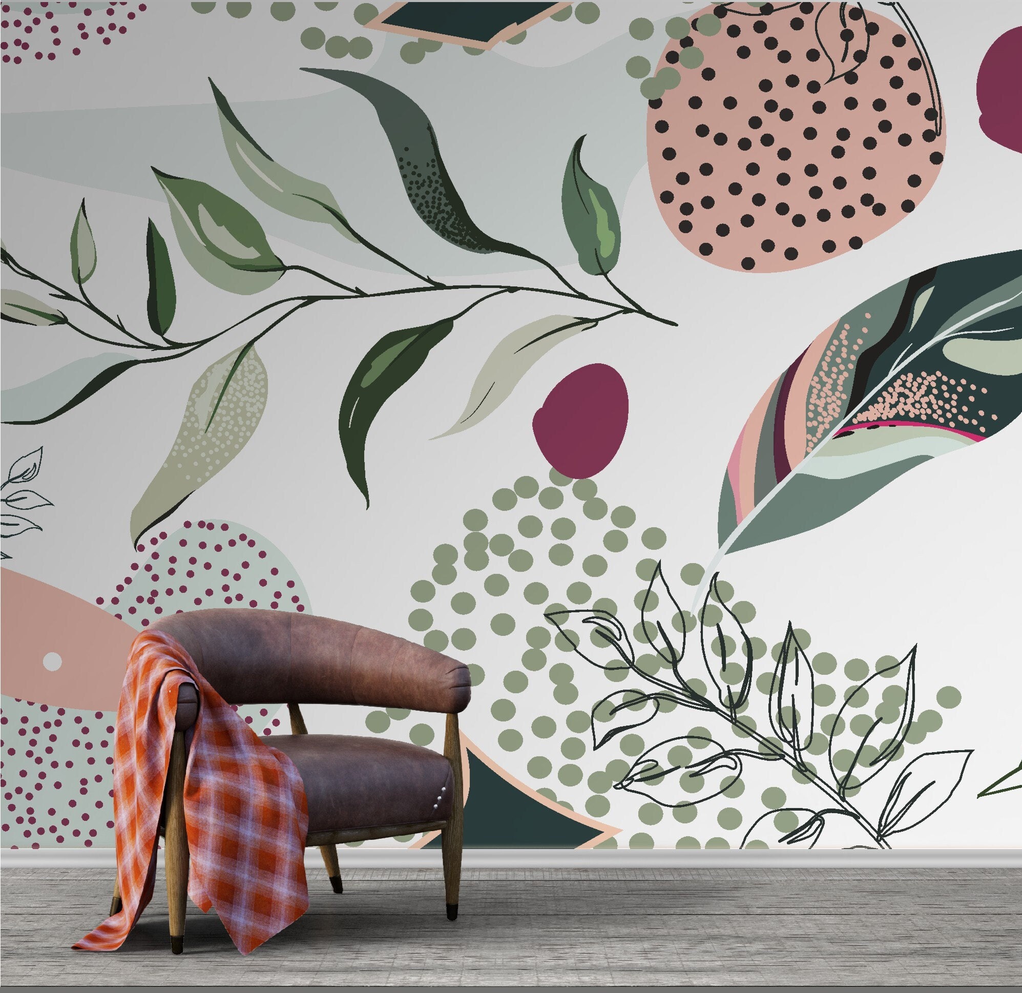 Peel and Stick Wallpaper Abstract Botanical and Tropical Etsy