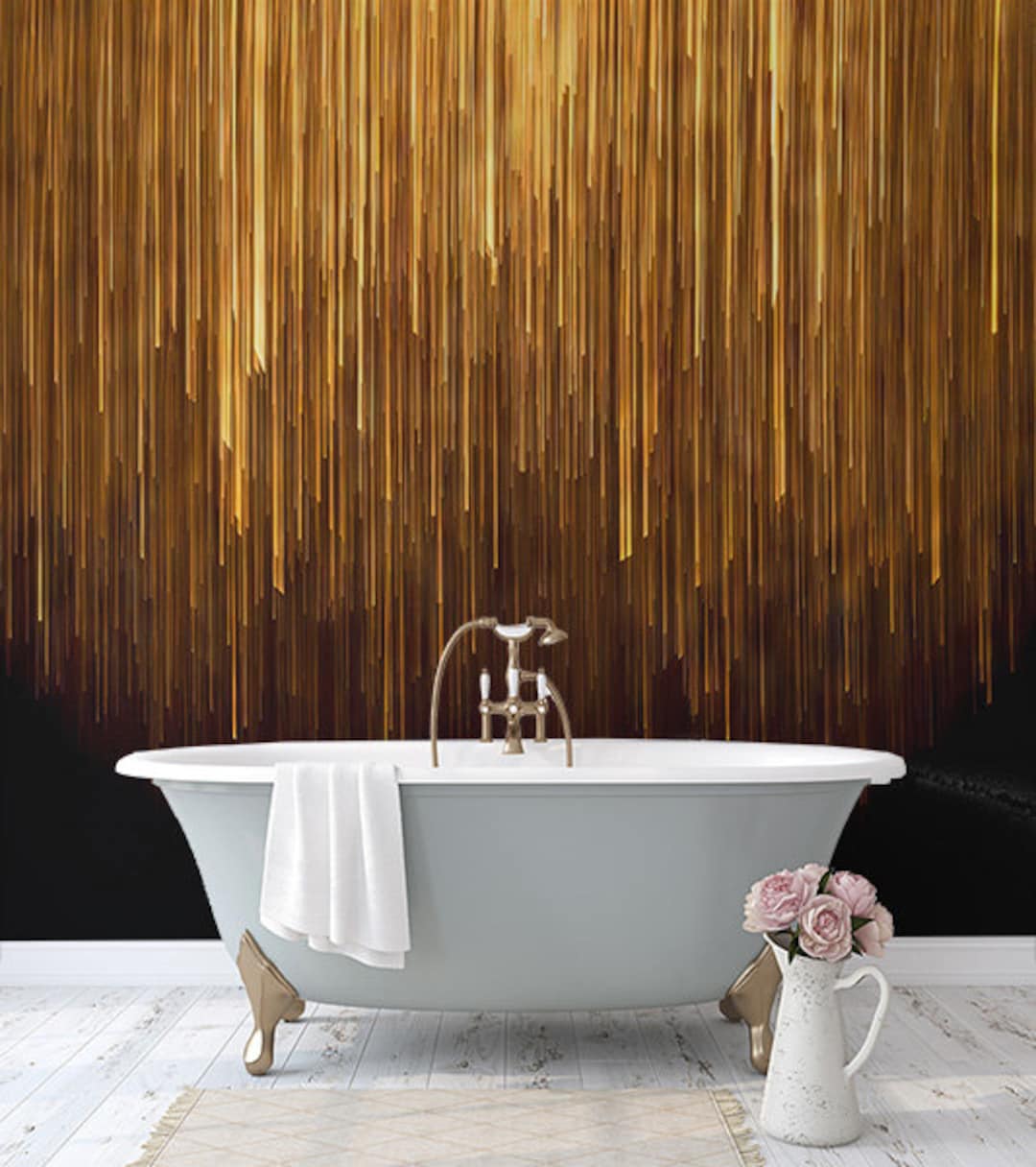 Abstract Gold Bathroom Wallpaper Mural Luxury Modern Peel and Stick