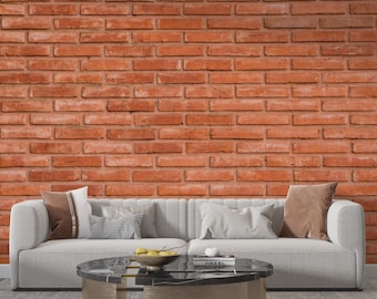Papel tapiz de ladrillo rojo: acogedor mural extraíble con adhesivo