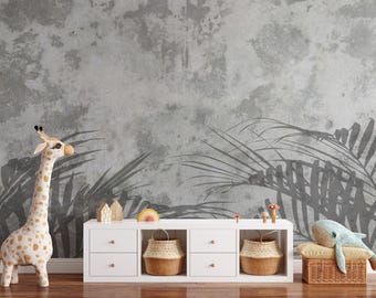 Tropical Leaf Peel and Stick Wallpaper: Rustic Cozy Interior, Reusable Fabric