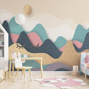 Pastel Mountain Nature Wallpaper Mural image 1