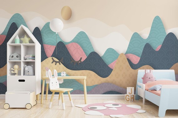 Pastel Mountain Nature Wallpaper Mural