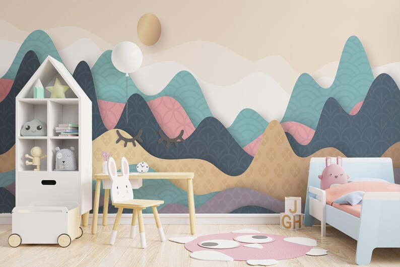 Pastel Mountain Nature Wallpaper Mural image 1