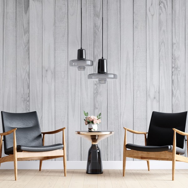 White Wash Wood Wallpaper Etsy