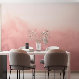 Pink Ombre Gradient Watercolor Wallpaper Mural - Peel and Stick Wallpaper